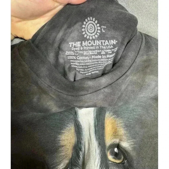 The Mountain Australian Shepherd Collie Dog T Shirt Adult Large Black Tie Dye - Picture 3 of 7